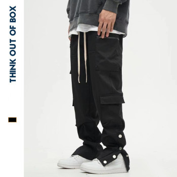 American functional cargo casual pants high street hip hop straight multi-pocket men's pants