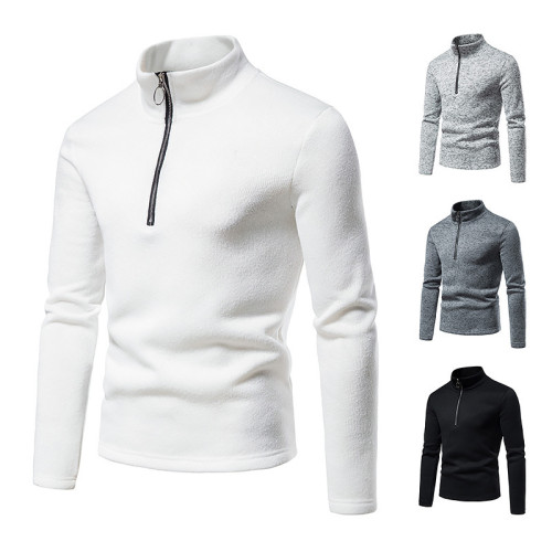 Men's hoodie door flap zipper design solid color high collar men's coat