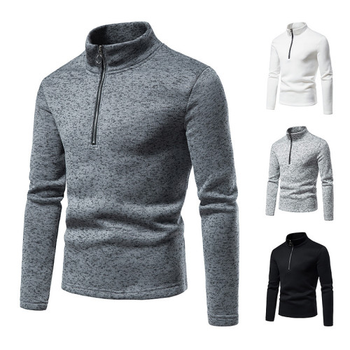 Men's hoodie door flap zipper design solid color high collar men's coat