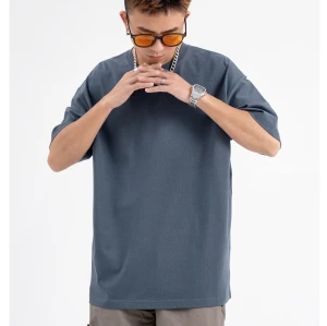Summer cotton solid color short sleeve T-shirt loose large size men's wear