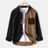 New autumn and winter men's casual color match loose corduroy long-sleeved shirt