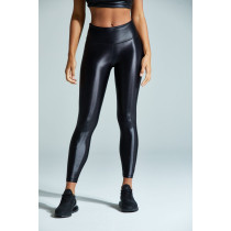 Black shimmery yoga leggings full length gym fitness tights