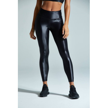 Black shimmery yoga leggings full length gym fitness tights