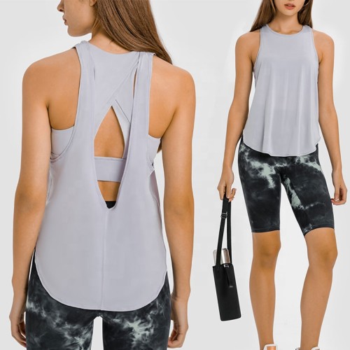 Womens Workout Shirts Sexy Open Back top Activewear Workout Clothes Sports Yoga Tank Tops