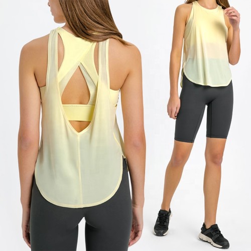 Womens Workout Shirts Sexy Open Back top Activewear Workout Clothes Sports Yoga Tank Tops