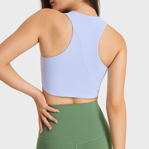 Women yoga wear Ribbed Cropped Tops,Rib-Knit tank top for women