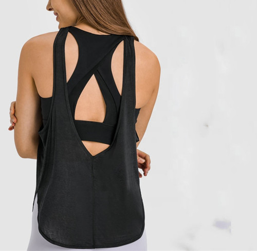 Womens Workout Shirts Sexy Open Back top Activewear Workout Clothes Sports Yoga Tank Tops