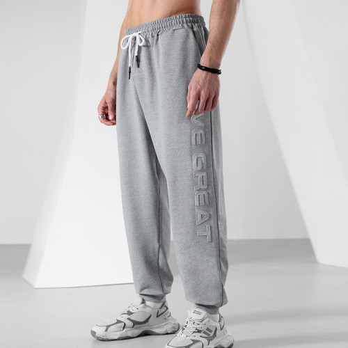 casual pants large size three-dimensional letter printed sweatpants men's straight wide leg pants