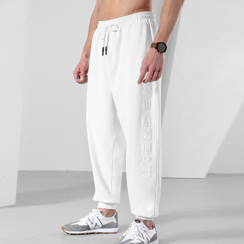 casual pants large size three-dimensional letter printed sweatpants men's straight wide leg pants