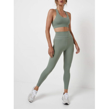 High rise training yoga leggings solid color fitness tights with pockets