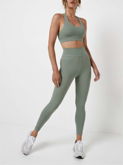 High rise training yoga leggings solid color fitness tights with pockets