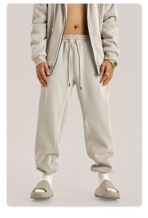 Autumn and winter solid color casual plus fleece pants hiphop dance suit hiphop bundle foot pants