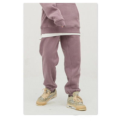 Autumn and winter solid color casual plus fleece pants hiphop dance suit hiphop bundle foot pants