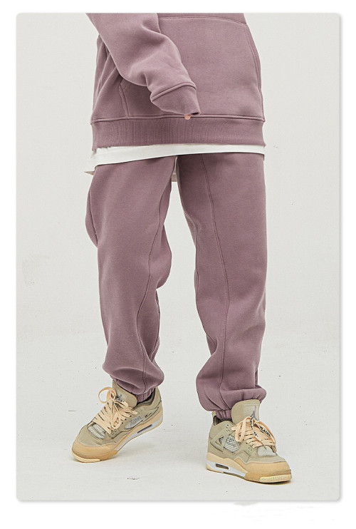 Autumn and winter solid color casual plus fleece pants hiphop dance suit hiphop bundle foot pants