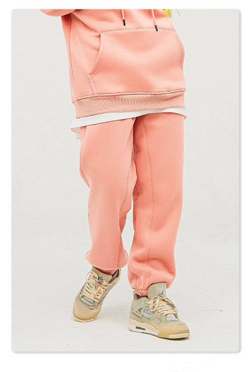 Autumn and winter solid color casual plus fleece pants hiphop dance suit hiphop bundle foot pants