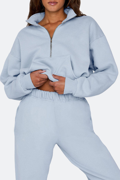YYNH01 Custom Half Zip Hoodies High Quality 100% Cotton Cropped Crewneck With Pockets
