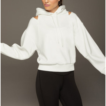 Unique front cut out hoodies for women with puff shoulders