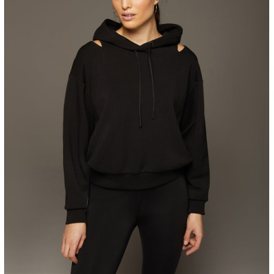 Unique front cut out hoodies for women with puff shoulders