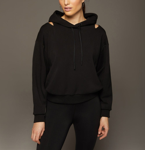 Unique front cut out hoodies for women with puff shoulders