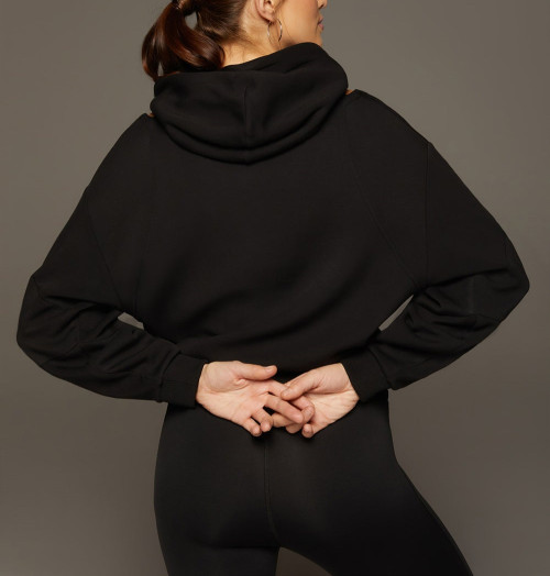 Unique front cut out hoodies for women with puff shoulders