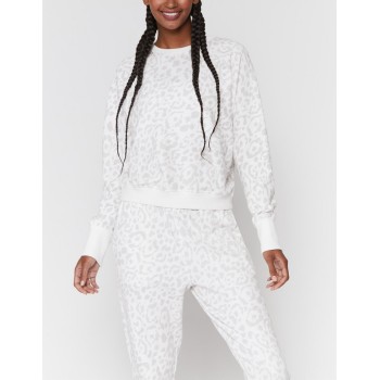 Digital printing crew neck hoodies for women cozy loungewear