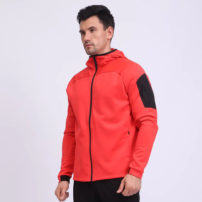 Autumn and winter hooded sports coat casual wear men's running fitness training jacket