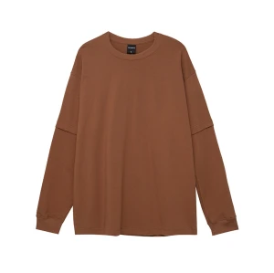 2023 spring heavy pound 270G colorful oversize solid color long sleeve loose for men