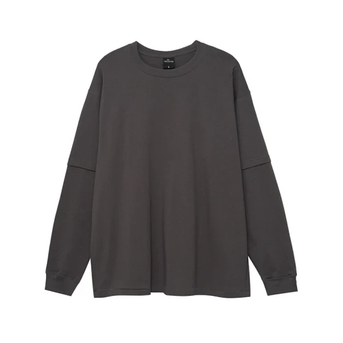 2023 spring heavy pound 270G colorful oversize solid color long sleeve loose for men