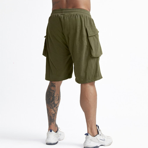 Summer new men's trend loose large size solid color men's sports basketball shorts