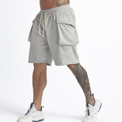 Summer new men's trend loose large size solid color men's sports basketball shorts