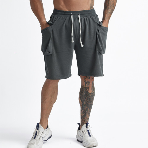 Summer new men's trend loose large size solid color men's sports basketball shorts