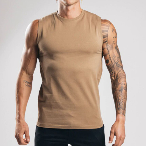 Solid color crewneck vest men's fitness sports undershirt men's casual sleeveless tank top