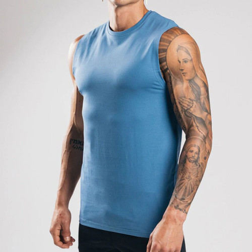 Solid color crewneck vest men's fitness sports undershirt men's casual sleeveless tank top