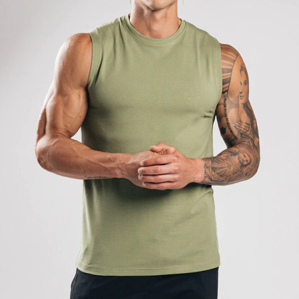 Solid color crewneck vest men's fitness sports undershirt men's casual sleeveless tank top