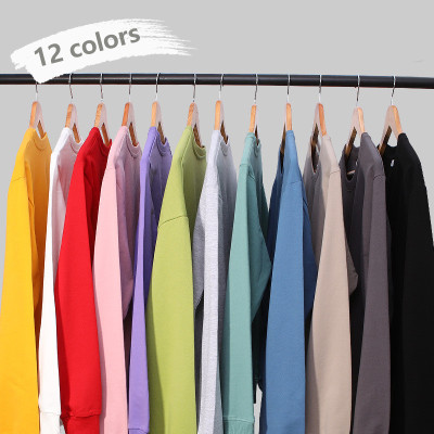 Spring 270g combed cotton thin style crewneck long sleeves shirt men's loose casual top