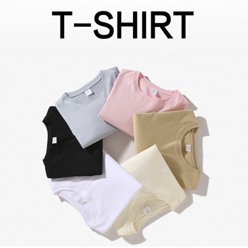 250g heavy solid color long-sleeved T-shirt autumn crew neck pure cotton top loose men's trend