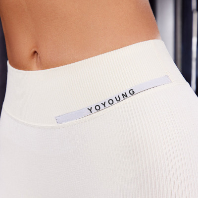 YYNS04 Custom Ribbed Activewear One Shoulder Sports Bra High Waist Split Flare Ribbed Leggings Set