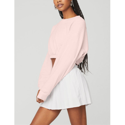 Custom cropped sweatsuits for women cotton adjust waist pullover