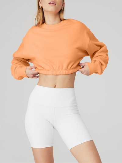Custom cropped sweatsuits for women cotton adjust waist pullover