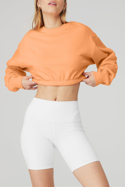 Custom cropped sweatsuits for women cotton adjust waist pullover