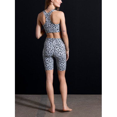 Custom leopard printing yoga shorts women's biker shorts