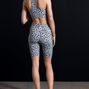 Custom leopard printing yoga shorts women's biker shorts