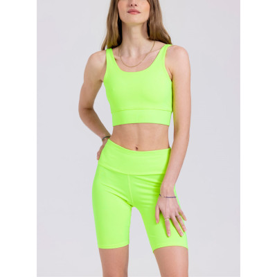 Neon green biker shorts for women custom flattering yoga shorts