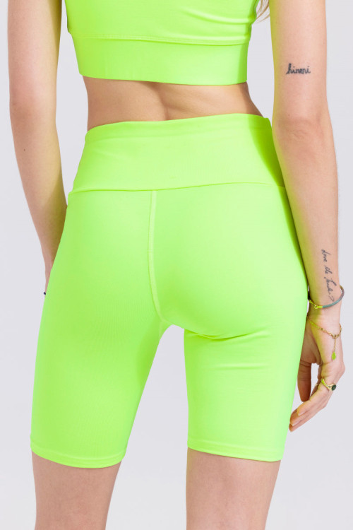 Neon green biker shorts for women custom flattering yoga shorts