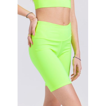 Neon green biker shorts for women custom flattering yoga shorts