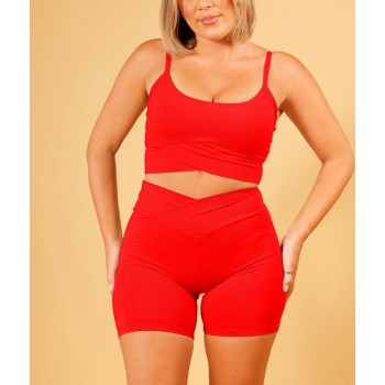 Cross over scrunch shorts for ladies v shape flattering butt lifting biker shorts