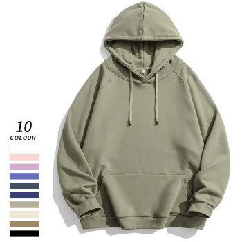 Men's off-shoulder heavy weight spring solid color men's loose hoodie
