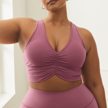 Womens Ruched Sports Bra Racerback Longline Yoga Bra ,Crop Tank Top