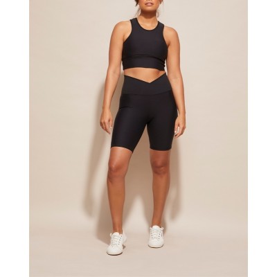 Cross over yoga shorts flattering active biker shorts