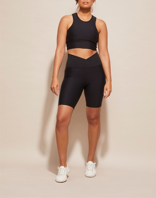 Cross over yoga shorts flattering active biker shorts